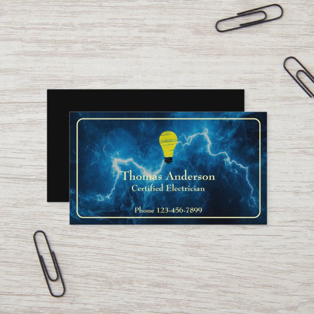 Cartão De Visita Electrician Electric Company Business Card (Frente/Verso In Situ)