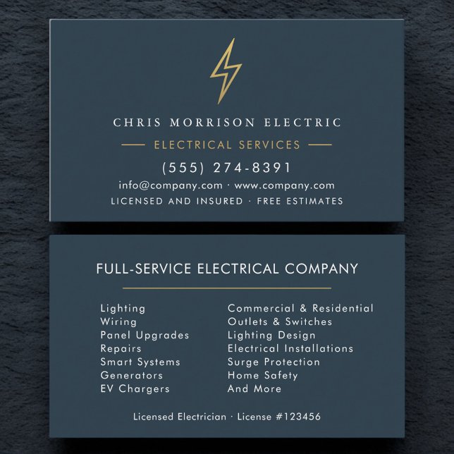 Cartão De Visita Electrician – Professional Blue Electric Company (Criador carregado)