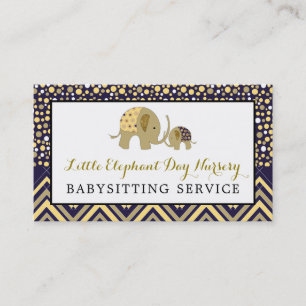 Cartão De Visita Elefante Blue Boho, Babysitter, creche, enfermeira