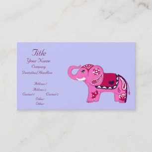 Cartão De Visita Elefante do Henna (rosa/roxo) (chá de fraldas)
