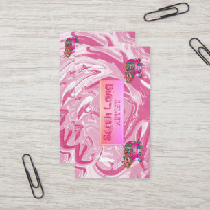 Cartão De Visita Elefante elegante de Mármore rosa-claro-doce