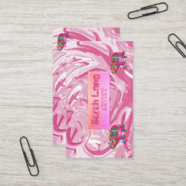 Cartão De Visita Elefante elegante de Mármore rosa-rosa-doce, luxo