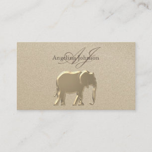 Cartão De Visita Elefante Elegante Profissional Folha de Ouro