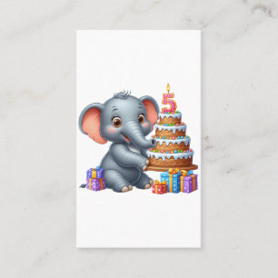 Cartão De Visita Elefante Fofo Aniversário de 5 anos