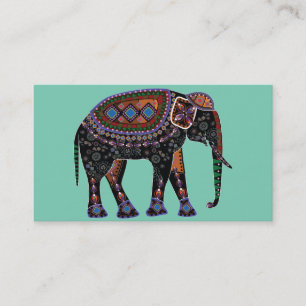 Cartão De Visita Elefante ornamentado