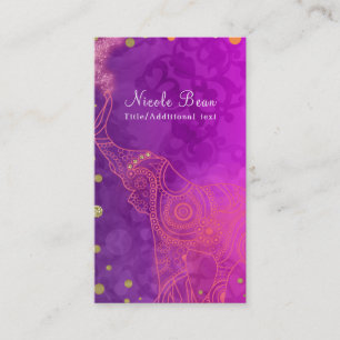 Cartão De Visita Elefante Roxo Rosa Laranja & Dourado Custom Chic