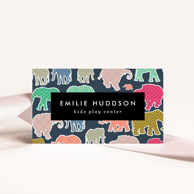 Cartão De Visita Elefantes Coloridos, Centro de Reprodução, Centro  (Criador carregado)