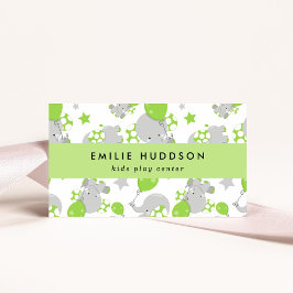 Cartão De Visita Elefantes Fofos, Kids Play Center, Centro de Ativi