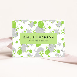 Cartão De Visita Elefantes Fofos, Kids Play Center, Centro de Ativi