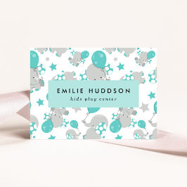 Cartão De Visita Elefantes Fofos, Kids Play Center, Centro de Ativi