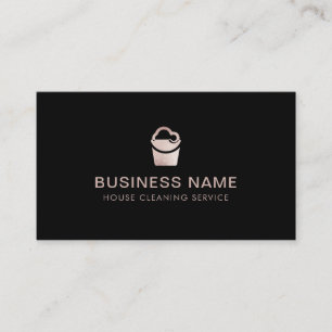 Cartão De Visita Elegan House Clearing Rosa Dourada Glitter