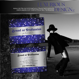 Cartão De Visita Elegância das estrelas de brilho azul-prateado