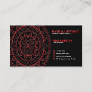Cartão De Visita Elegância do Mandala Carmesim