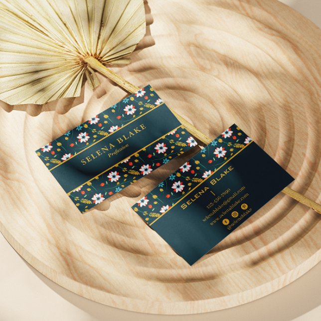 Cartão De Visita Elegância Floral na moda | Chic Moderno (Criador carregado)