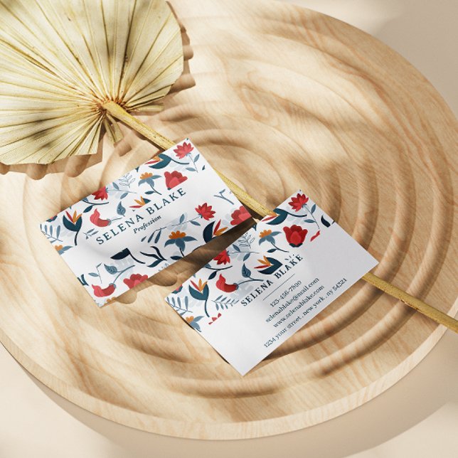 Cartão De Visita Elegância Floral Vibrante | Chic & Moderno (Criador carregado)