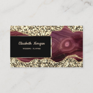 Cartão De Visita Elegância Luxo Sofisticado Dourado Brilho Burgundy
