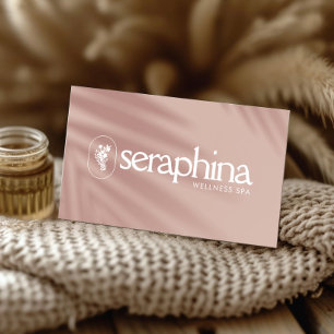Cartão De Visita Elegância Terrosa Logo Beleza, Bem-Estar, Spa Rosa