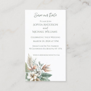 Cartão De Visita Elegância Tropical - Casamento - Salve a data -