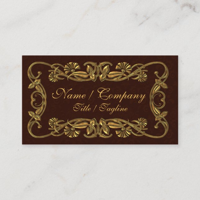 Cartão De Visita Elegância vermelha e Dourado (Frente)