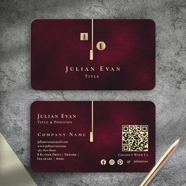 Cartão De Visita Elegant Artistic Monogram Burgundy Wine Gold (Elegant Artistic Monogram Burgundy Wine Gold Business Card)