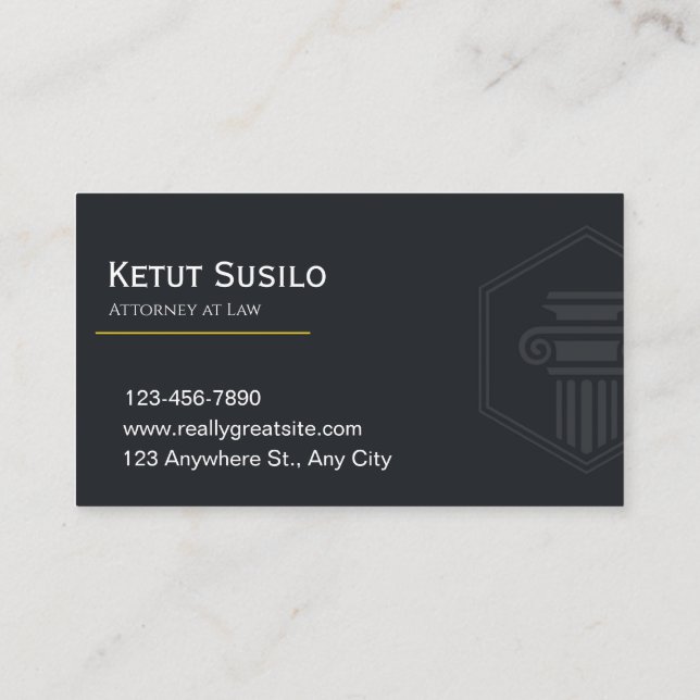 Cartão De Visita Elegant Attorney at Law Business Card | Lawyer  (Verso)