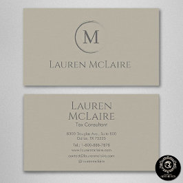 Cartão De Visita Elegant Beige Taupe Circle Monogram Business Card
