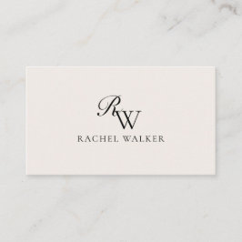Cartão De Visita Elegant Black and Ivory Modern Monogram