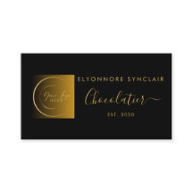 Elegant Black Gold Script Logo Chocolatier