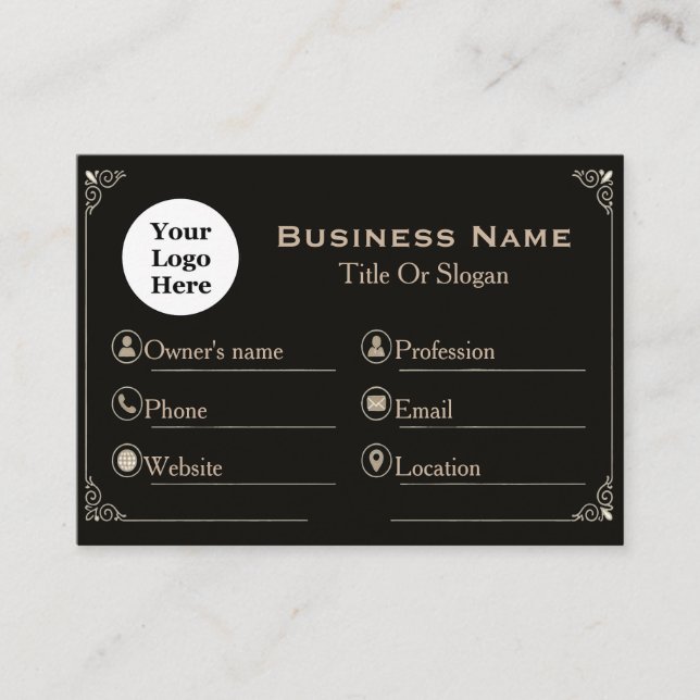 Cartão De Visita Elegant Black Gold Standard Business Card  (Frente)