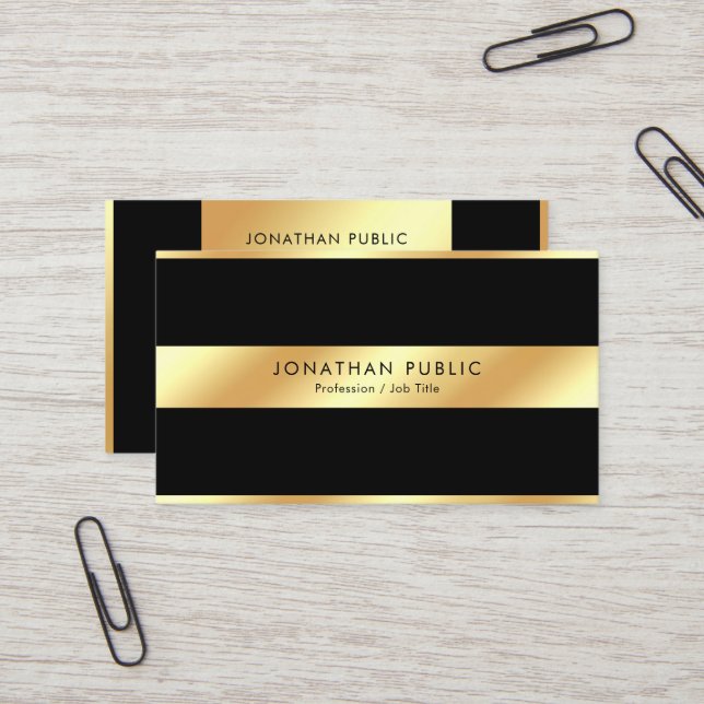 Cartão De Visita Elegant Black & Gold Template Professional Modern (Frente/Verso In Situ)