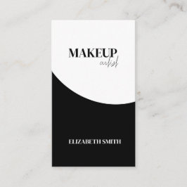 Cartão De Visita Elegant black &white QR code makeup artist 