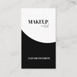 Cartão De Visita Elegant black &white QR code makeup artist 