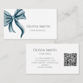 Cartão De Visita Elegant Blue Bow QR Code