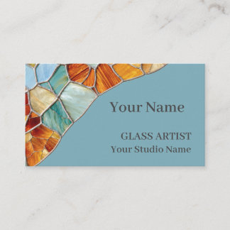 Cartão De Visita Elegant Blue Orange Stained Glass Business Card