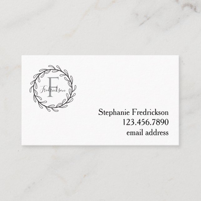 Cartão De Visita Elegant Botanical Wreath – Personalized (Frente)