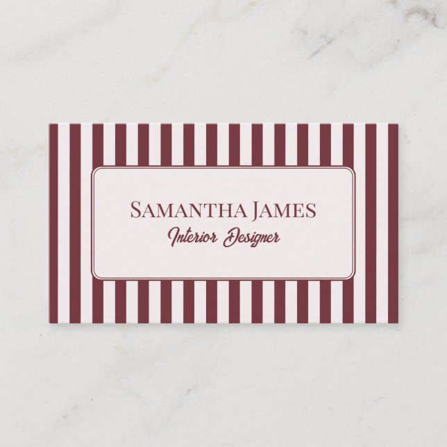 Cartão De Visita Elegant Burgundy Old Money (Frente)