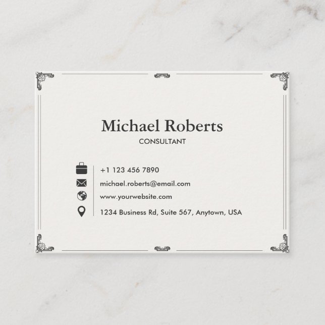 Cartão De Visita Elegant Business Card | Modern Design 3.5" × 2.5" (Frente)