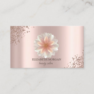 Cartão De Visita Elegant Chic Diamantes Lótus Rosa Ouro Salão de Be