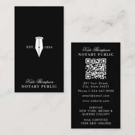 Cartão De Visita Elegant Classy Notary Signing Agent QR Code Simple