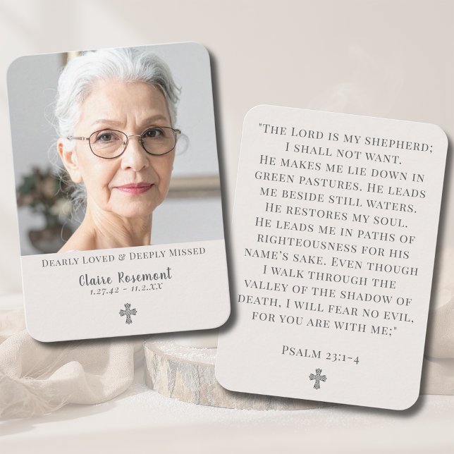 Cartão De Visita Elegant Cross Photo Funeral Prayer Card (Elegant Cross Photo Funeral Prayer Card

)