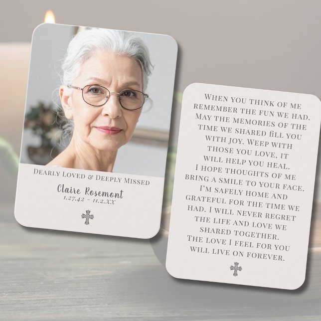 Cartão De Visita Elegant Cross Photo Memorial Prayer Card (Elegant Cross Photo Memorial Prayer Card
)