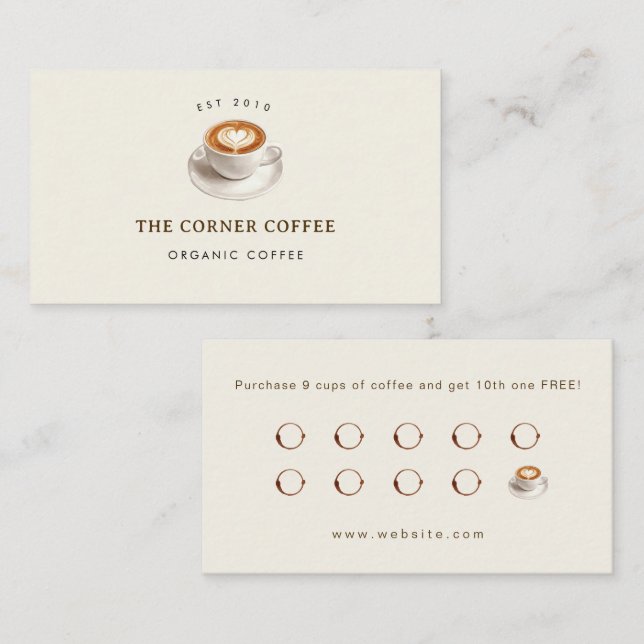 Cartão De Visita Elegant customizable Coffee shop Loyalty (Frente/Verso)