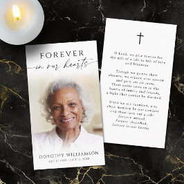 Cartão De Visita Elegant Forever in Our Hearts Photo Prayer Card