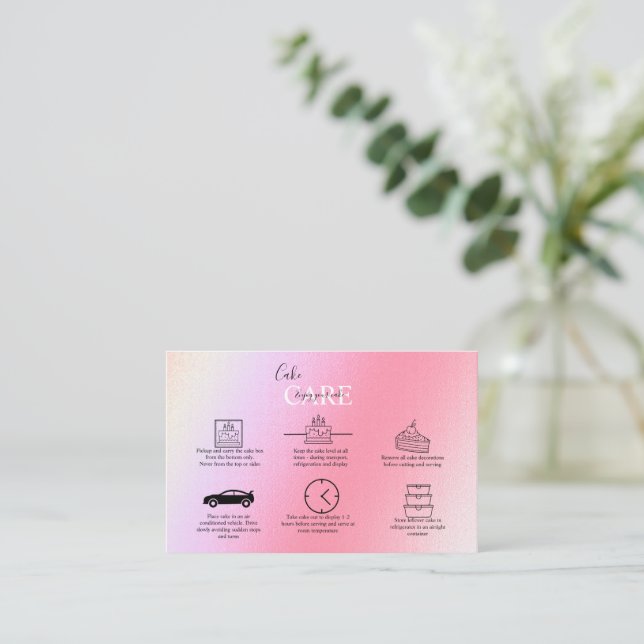 Cartão De Visita Elegant Glam Holographic Cake Care Business Card (Em pé/Frente)
