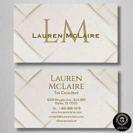 Cartão De Visita Elegant Gold Accent Monogram Business Card