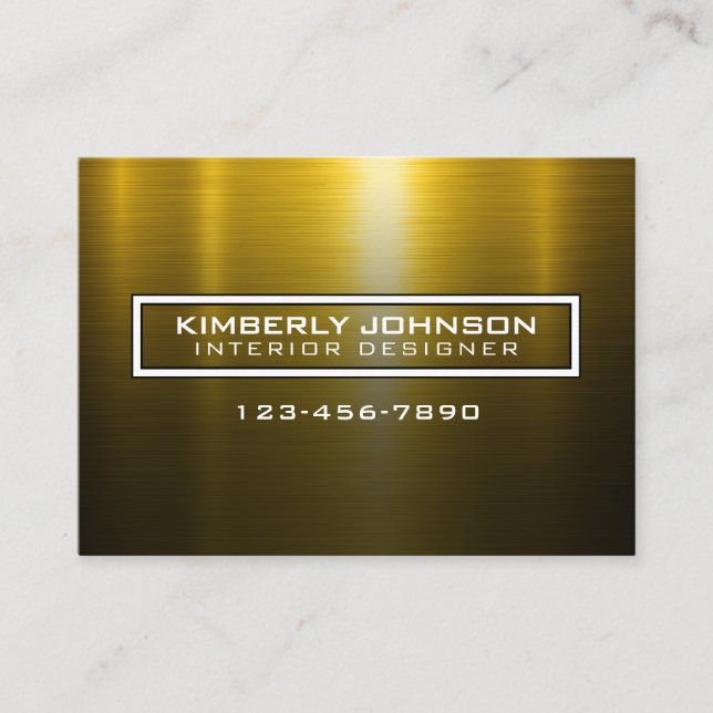 Cartão De Visita Elegant Gold and Black Business Card Design (Frente)