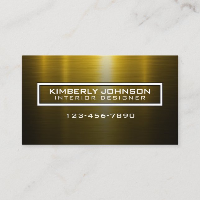 Cartão De Visita Elegant Gold and Black Business Card Design (Frente)