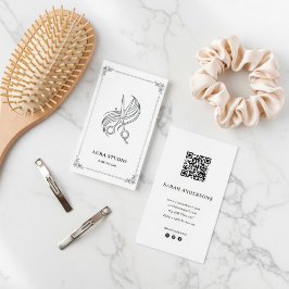 Cartão De Visita Elegant Hair Stylist Business Card with QR Code