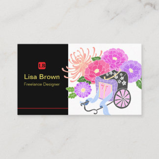 Cartão De Visita Elegant Japanese Flower Design Business Card