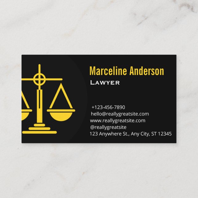 Cartão De Visita Elegant Law & Justice Business Card | Lawyer (Verso)